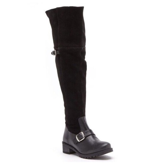Matisse Lola Black Suede Leather Over The Knee Boots Size 9 - Picture 1 of 13